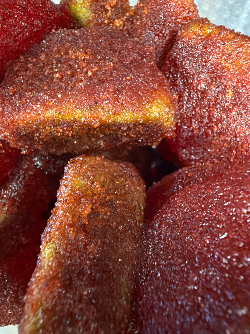 Watermelon gummies with chamoy